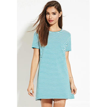 Short Sleeve Mini Length Striped Mini T-Shirt Women Dress